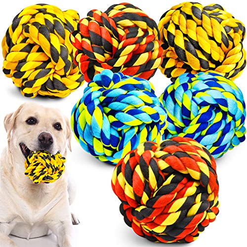 SHARLOVY Dog Toys for Aggressive Chewers, Dog Balls for Large Breeds, Heavy Duty Cotton Rope Chew Toys with Tough Twisted for Medium Breeds, 6 Pack Indestructible Chew Toys - color: 6 Packs, size: Large
