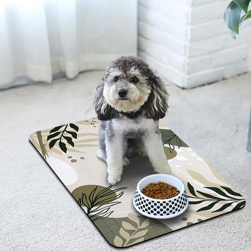 Bohemia Tropical Leaves Pet Feeding Mats - Waterproof, Absorbent Dog Cat Food and Water Bowl Mats - 12 * 20 inch - color: Bohemia, size: 20"L x 12"W