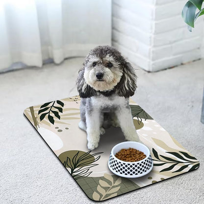 Bohemia Tropical Leaves Pet Feeding Mats - Waterproof, Absorbent Dog Cat Food and Water Bowl Mats - 12 * 20 inch - color: Bohemia, size: 20"L x 12"W