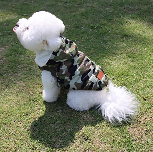 Vecomfy Fleece Lining Extra Warm Dog Hoodie in Winter,Small Dog Jacket Puppy Coats with Hooded,Green Camo XS - color: Green Camo, size: X-Small (Pack of 1)