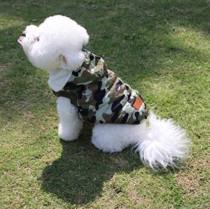 Vecomfy Fleece Lining Extra Warm Dog Hoodie in Winter,Small Dog Jacket Puppy Coats with Hooded,Green Camo XS - color: Green Camo, size: X-Small (Pack of 1)