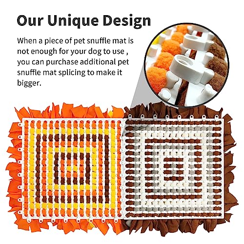 LIVEKEY Pet Snuffle Mat for Dogs, Dog Feeding Mat, Nosework Training Mats for Foraging Instinct Interactive Puzzle Toys (Orange&Yellow&Brown)