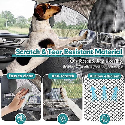Dog Car Barrier Escape-Proof, 50" Wide Car Divider for 2nd 3rd Row Seats & Cargo Area, Durable Back Seat Car Gate Trunk Barrier with See Through Net Mesh for Small Trucks & SUV & Mid-Sized Vehicle - size: Medium