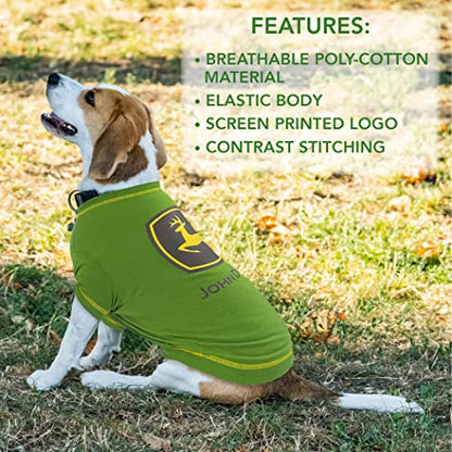 Pets First John Deere Dog T-Shirt, Large. Clothing for Pets, Dogs, Cats, Puppies, Kittens. Comfortable, Durable Tee Shirt Jacket Polo Costume Licensed with John Deere Theme/Logo, Green (JOD-4014-LG) - size: Large