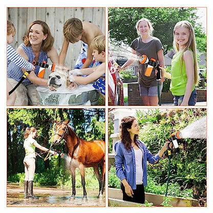 Upgrade Dog Washing Hose Attachment, 8 Spray Patterns Dog Wash with 3.5oz 100cc Soap Dispenser, Dog Washing Gloves, Dog Bath Brush, Suitable for Watering Plant, Patio, Cleaning, Showering Pet - color: Orange