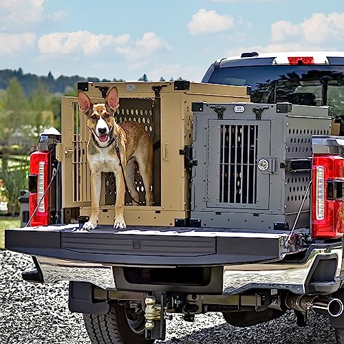 K9 Kennel Boss Aluminum Collapsible Dog Crate, Heavy Duty Folding Kennel - Large (White) - color: White, size: 41.6"L x 29.7"W x 33.9"H