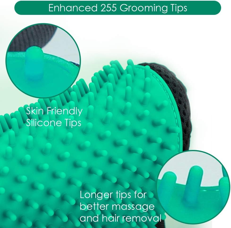 Pet Hair Remover Glove - Gentle Pet Grooming Glove Brush - Deshedding Glove - Massage Mitt with Enhanced Five Finger Design - Perfect for Dogs & Cats with Long & Short Fur - 1 Pack (Right-hand), Green - color: Green