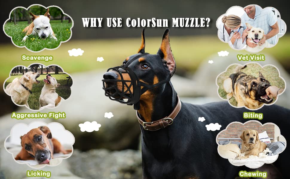 Dog Muzzle Breathable Basket Muzzles for Large and X-Large Dogs, Stop Biting, Barking and Chewing, Best for Aggressive Dogs Black Brown (Black Rubber, L) - size: L