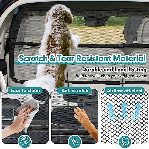Dog Car Barrier Escape-Proof, 46" Wide Car Divider for 3rd Row Seats & Cargo Area, Durable Cargo Area Dog Car Gate Trunk Barrier with See Through Net Mesh for Small Sized SUV & Vehicles Or Hatchback - size: Small