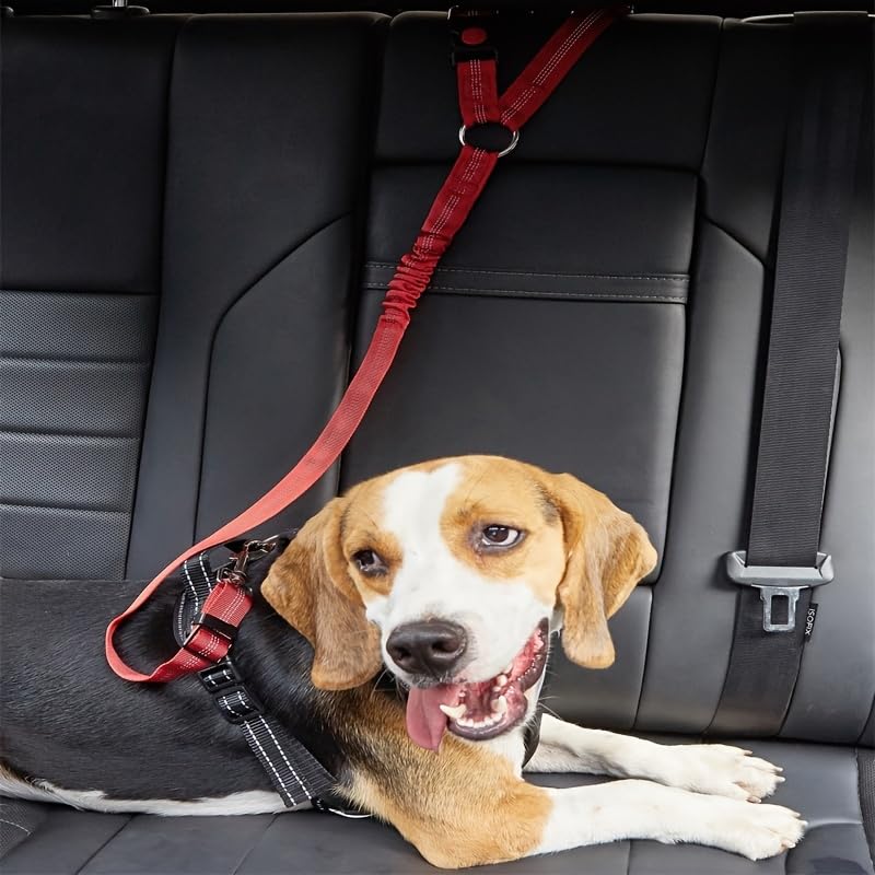 Elastic Retractable Dog Leash for Car Belts 1 Pack - Adjustable Pet Safety Tether for Vehicle Travel, Hands-Free Dog Restraint for Backseat，red - color: red