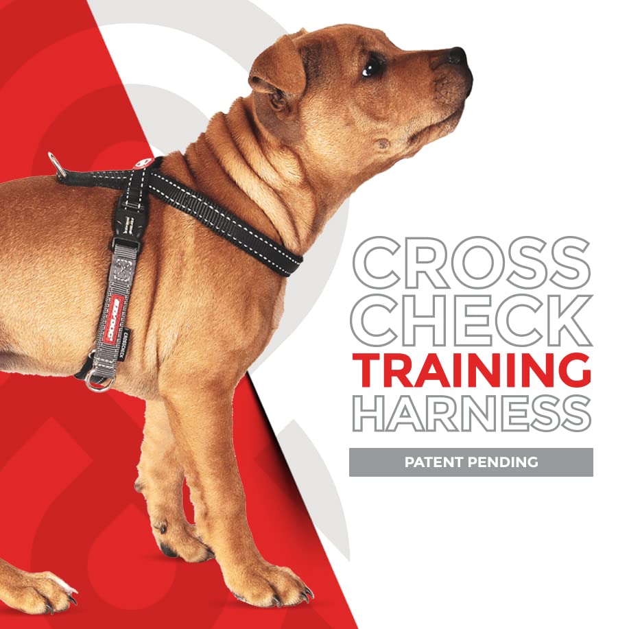 EzyDog Crosscheck No Pull Dog Training Harness – 2-in-1 Escape Proof Reflective Dog Harness for Easy Controlled Walks (XS, Black) - color: Black, size: XS