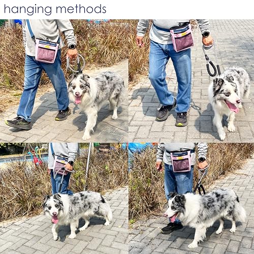 Raisingwell Dog Treat Pouch with Magnetic Closure 4-Cup Silicone Bag Fanny Pack Holder with Clicker 4 Ways to Wear Front Pocket Fits All Phones Ideal for Leash, Pet Walking and Training（Pink） - color: I.Pink, size: 4CUP