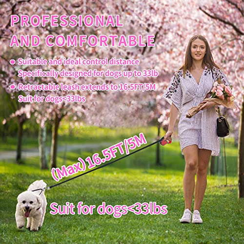 Retractable Dog Leash,[Strong Nylon Tape][One-Handed One Button Lock] for Small Medium Dogs and Cats,16ft Pet Walking Leash with 360°Tangle-Free Design,Anti-Slip Handle,Gift Package (Red) - color: Red
