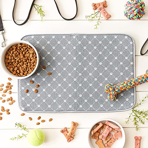 Bone Dry Machine Washable, Ultra Absorbent Pet Mat, 12x18, Gray Trellis Print - color: Gray Trellis Print, size: 12"L x 18"W