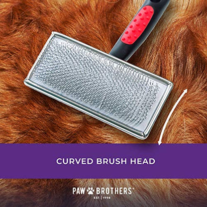 RYAN'S PET SUPPLIES Paw Brothers Soft Flat Slicker Brush with Coated Pin Tips, Mini/Small - size: Mini/Small
