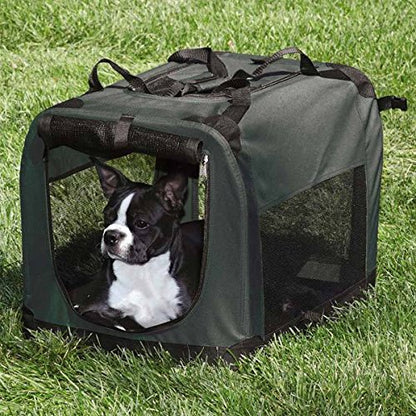 Guardian Gear Soft Sided Charcoal Collapsible Crates for Dogs Mesh Window Panels(Large 40"x27"27")