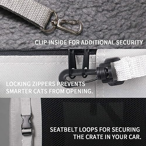 Extra Large Cat Carrier Soft Sided, Portable Small Dog Carrier for 2 Cats, 24"x16.5"x16" Car Travel Folding Comfortable Design, Khaki - color: Khaki