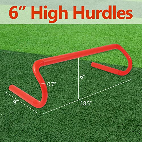 YEXEXINM 6 Pack Agility Speed Training Hurdles- 6" Detachable Agility Training Hurdles- Sports Practice Equipment for Athletes, Soccer, Basketball - color: orange