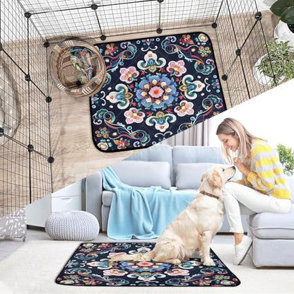 Qilmy Mandala Pet Mat, Waterproof Reusable Dog Training Pad Anti-Slip Pet Creat Pad for Small Medium Large Dogs and Cats - size: Medium+Large