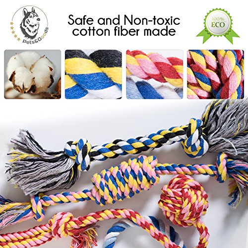 Pets&Goods Dog Rope Chew Toys – 5-Pack Durable Cotton Tug Toys for Puppies & Small/Medium Dogs – Dental Cleaning, Teething Relief, Washable & Safe Play