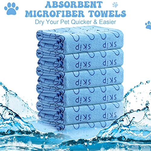 Peryiter 8 Pcs Dog Drying Towels Bulk 55'' x 28'' Pet Grooming Absorbent Microfiber Dog Bath Towels Quick Drying Puppy Bathing Towel for Small Medium Large Cats Pets Bathing Grooming(Blue) - color: Blue