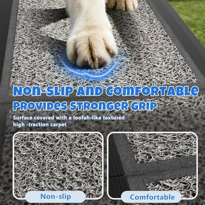 Dog Ramp for Car 71" L x 17" W, Foldable Pet Ramp for Large Dogs with Non-Slip Rug Surface, Portable Dog Car Ramp for SUV, Truck & Vehicle, Heavy-Duty Aluminum Pet Loading Ramp Supports 250 lbs - size: 71" L x 17" W