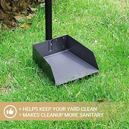 Heeyoo Dog Pooper Scooper, Dog Poop Tray and Rake Set, Pet Waste Removal Scoop with Long Adjustable Sectional Stainless Handles - color: Black/Red