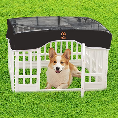 PJYuCien Playpen Top Cover for 36'' Width 4 Panel Pen, Black | More Peace of Mind, More Safe, and Reduce Mess, Suitable for Puppy, Duck, and Other Small Animals,Adhesive Tape Connect - style: Black Cover, 36"Width, Black ( Adhesive Tape Connections )