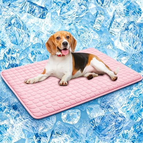 SOMOYA Dog Cooling Mat,Upgraded Arc-Chill Non-Slip Cool Pad | Cooling Mat for Dogs Q-Max 0.4 Breathable Washable,Foldable,Suit for Indoor Outdoor Summer Use for Cats Dogs - color: Pink, size: 22x27 in