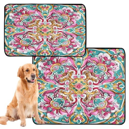Qilmy Mandala Pet Mat, Waterproof Reusable Dog Training Pad Anti-Slip Pet Creat Pad for Small Medium Large Dogs and Cats - size: Medium+Large