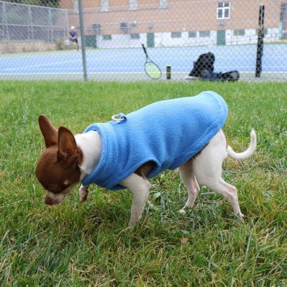 JACKO & CO - Fleece Vest Dog Sweater with Leash Ring - Soft, Warm & Lightweight Pullover Coat for Small & Medium Dogs, Puppies & Cats - Cozy Fall/Winter/Spring Pet Jacket (Blue, X-Small 2-4lbs) - color: Blue, size: XS (2-4lbs)
