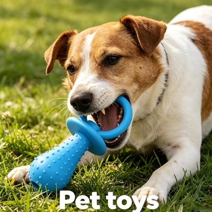 Molar Clean Teeth Rubber Toy, Clean Teeth Rubber Pacifier Chew Toy, Bell Chewing Playing Training Toys, for Pet Puppy Dog Cat (Blue)