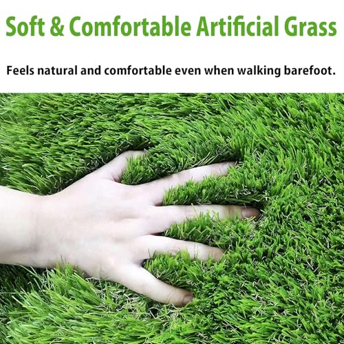 Interlocking Artificial Grass Tiles Self Draining Fake Turf Squares for Patio Balcony Outdoor Flooring Dog Potty Mat Indoor Deck Garden Green 18pcs - size: 18pcs