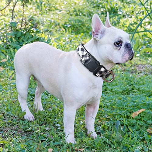 Ladoogo Reflective Dog Collar Padded with Soft Neoprene Breathable Adjustable Nylon Dog Collars for Small Medium Large Dogs (X-Small (Pack of 1), Black Plaid Collar+Leash) - color: Black Plaid Collar+Leash, size: X-Small (Pack of 1)
