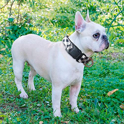 Ladoogo Reflective Dog Collar Padded with Soft Neoprene Breathable Adjustable Nylon Dog Collars for Small Medium Large Dogs (X-Small (Pack of 1), Black Plaid Collar+Leash) - color: Black Plaid Collar+Leash, size: X-Small (Pack of 1)