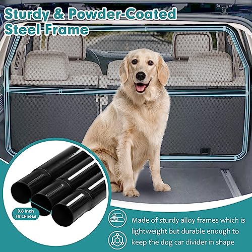 Dog Car Barrier Escape-Proof, 50" Wide Car Divider for 2nd 3rd Row Seats & Cargo Area, Durable Back Seat Car Gate Trunk Barrier with See Through Net Mesh for Small Trucks & SUV & Mid-Sized Vehicle - size: Medium