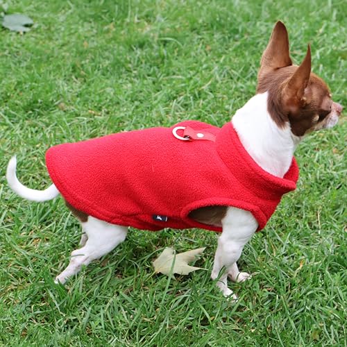 JACKO & CO - Fleece Vest Dog Sweater with Leash Ring - Soft, Warm & Lightweight Pullover Coat for Small & Medium Dogs, Puppies & Cats - Cozy Fall/Winter/Spring Pet Jacket (Red, Small 4-6lbs) - color: Red, size: S (4-6lbs)