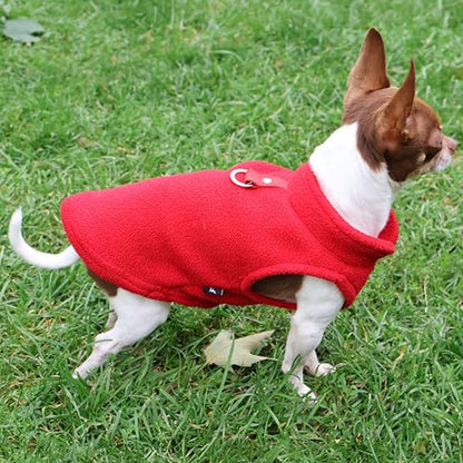 JACKO & CO - Fleece Vest Dog Sweater with Leash Ring - Soft, Warm & Lightweight Pullover Coat for Small & Medium Dogs, Puppies & Cats - Cozy Fall/Winter/Spring Pet Jacket (Red, Small 4-6lbs) - color: Red, size: S (4-6lbs)