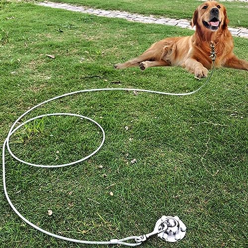 Happyyami 360-Degree Rotating Heavy Duty Tie Out Stake for Dogs and Cats Rust-Resistant Ground Anchor 10m Leash for Outdoor Use Portable Design