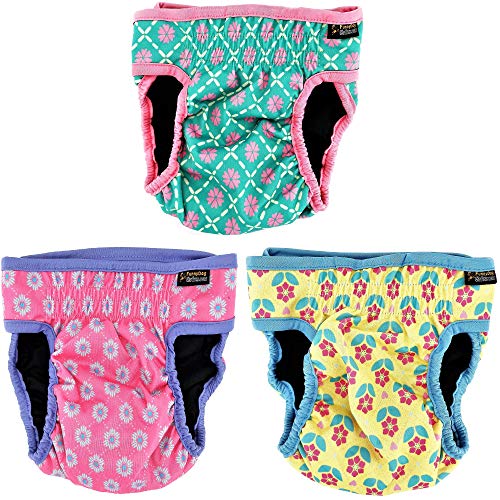 Pack of 6 Female Dog Diapers with 4 - Layers of Absorbent Pads Cat Panties Waterproof Leak Proof Washable (XS: Waist 8" - 12", Pack of 6 Patterns) - color: Pack of 6 Patterns, size: XS: Waist 8" - 12"