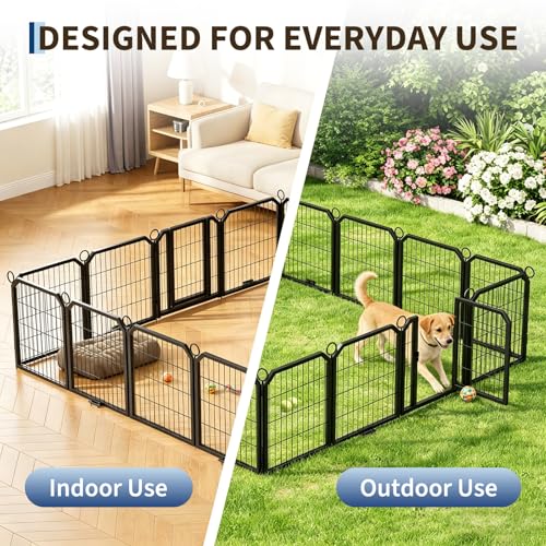Dog Playpen Indoor 24 Inch 8 Panels Pet Pen with Door & Stakes Portable Puppy Playpens Metal Dogs Fence Outdoor for Yard RV Camping Training Trips Small Dogs Foldable Expandable - size: 24 Inch