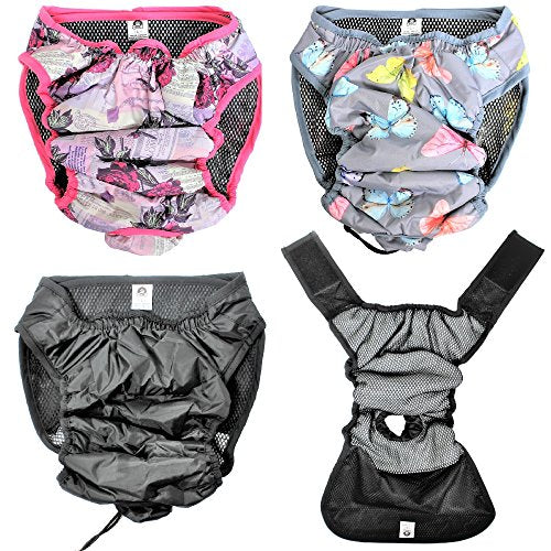 Leak Proof Waterproof Cat Dog Diapers Female Washable Reusable Absorbent Pad Padding Lined for Small Medium Large Pets (M: Waist 16" - 20", Pack of 2pcs Pink and Gray) - color: Pack of 2pcs Pink and Gray, size: M: waist 16" - 20"