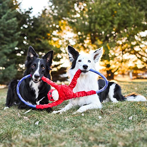 ZippyPaws RopeTugz - Durable Dog Pull Rope Toy, Interactive Tug of War for Large, Medium, & Small Dogs, Squeaky Pet Products to Keep Them Busy, Made with Heavy Duty Climbing Rope - Red Monkey - color: Red, size: 28 x 5 x 5 in