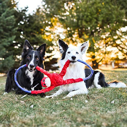 ZippyPaws RopeTugz - Durable Dog Pull Rope Toy, Interactive Tug of War for Large, Medium, & Small Dogs, Squeaky Pet Products to Keep Them Busy, Made with Heavy Duty Climbing Rope - Red Monkey - color: Red, size: 28 x 5 x 5 in