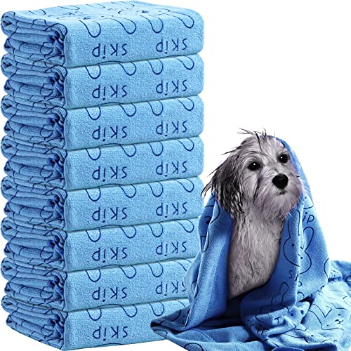 Peryiter 8 Pcs Dog Drying Towels Bulk 55'' x 28'' Pet Grooming Absorbent Microfiber Dog Bath Towels Quick Drying Puppy Bathing Towel for Small Medium Large Cats Pets Bathing Grooming(Blue) - color: Blue