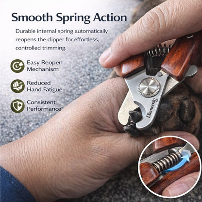 Diamondg Heavy Duty Dog Nail Clipper and Trimmer with Full Length Hardened Steel and Wooden Handle - color: Brown