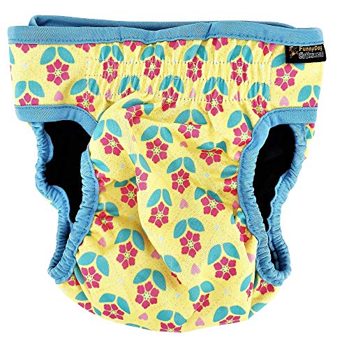 Pack of 3 Female Dog Diapers with 4 - Layers of Absorbent Pads Cat Panties Waterproof Leak Proof Washable (XS: Waist 8" - 12", Neon Pattern) - color: Pack of 3 Neon Pattern, size: XS: Waist 8" - 12"