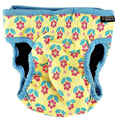 Pack of 3 Female Dog Diapers with 4 - Layers of Absorbent Pads Cat Panties Waterproof Leak Proof Washable (XS: Waist 8" - 12", Neon Pattern) - color: Pack of 3 Neon Pattern, size: XS: Waist 8" - 12"