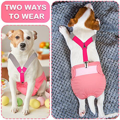 Saintrygo 2 Pcs Dog Suspenders Diaper Suspenders Soft Female Male Adjustable Washable Pet Diaper Keeper Suspender for Doggy Skirt Dress Diapers Gift(Black, Pink,Medium) - size: Medium
