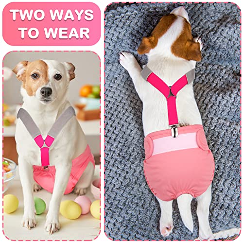 Saintrygo 2 Pcs Dog Suspenders Diaper Suspenders Soft Female Male Adjustable Washable Pet Diaper Keeper Suspender for Doggy Skirt Dress Diapers Gift(Black, Pink,Small) - size: Small
